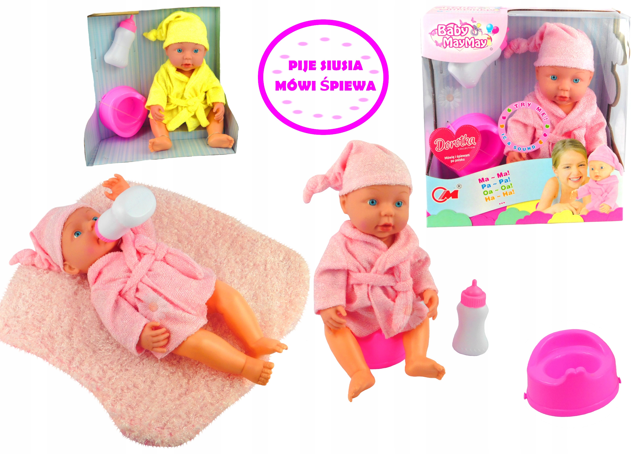 LALKA SIKAJĄCA 32 CM BOBAS BABY MÓWI ŚPIEWA