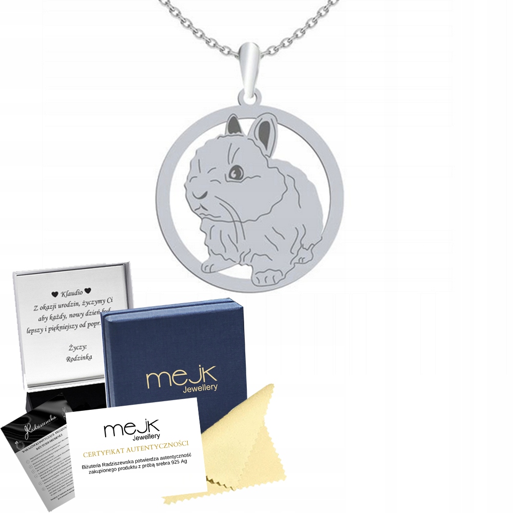 Stříbrný náhrdelník s králíčkem Teddy 925 Řetízek Šperky Gravírování Bonus