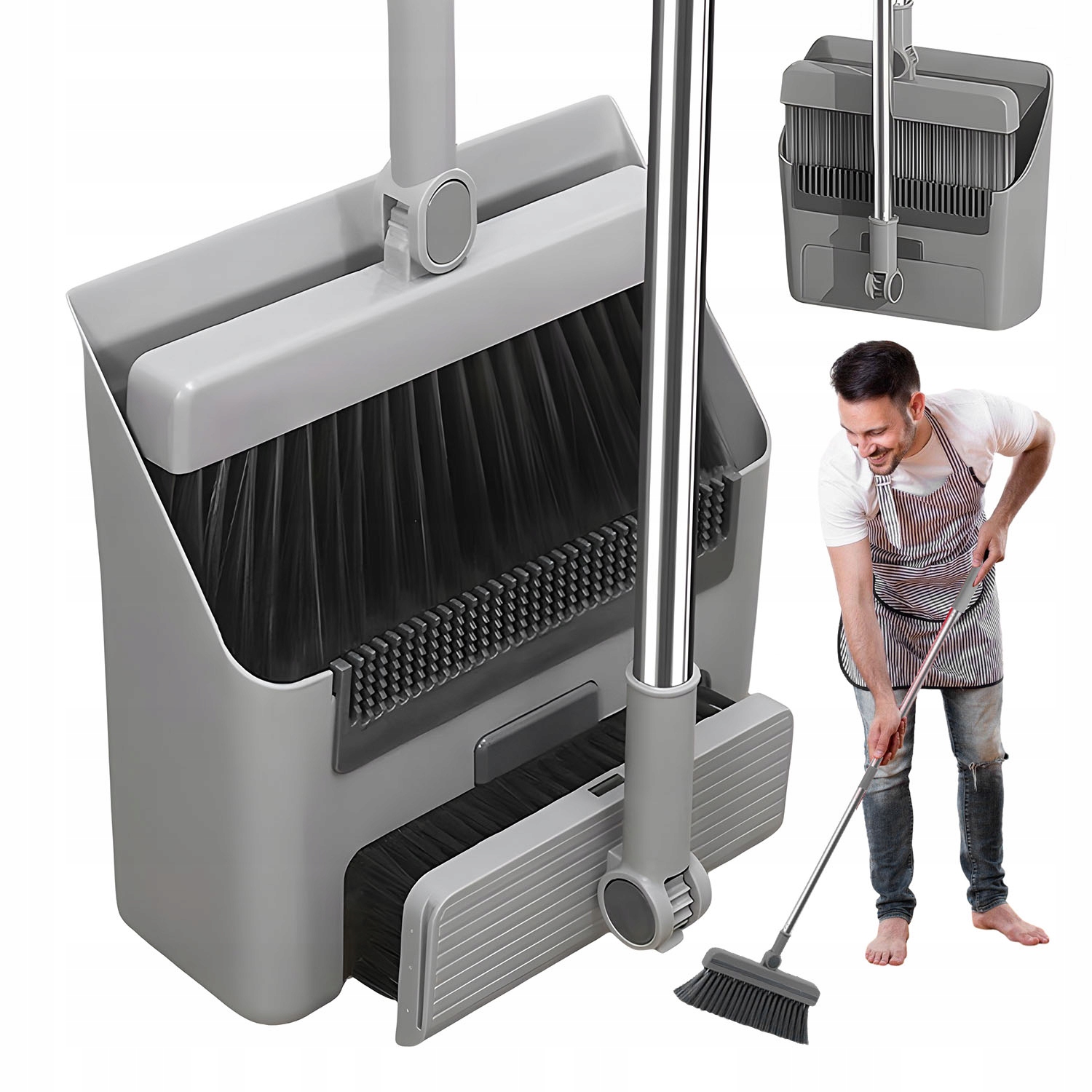 Levně Sada Metly A Kartáče Na Zametání, Otočná Hlava 180° Do Kuchyně