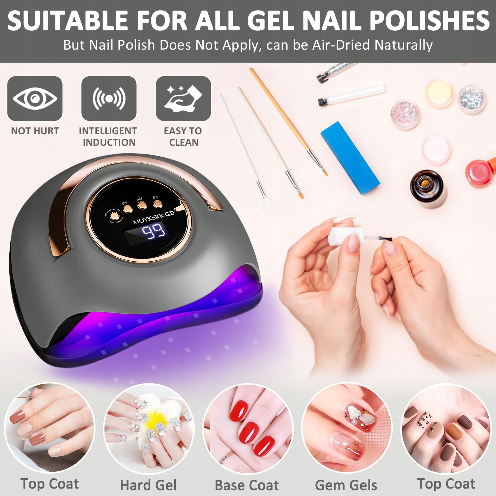 MOYKSRR Lampa UV LED 180W Do Paznokci Z Sensorem I 4 Timerami — miniatura 7
