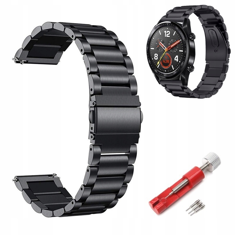 STALOWA BRANSOLETA DO ZEGARKA SMARTWATCH 22MM + 2 TELESKOPY SKRACACZ PASEK