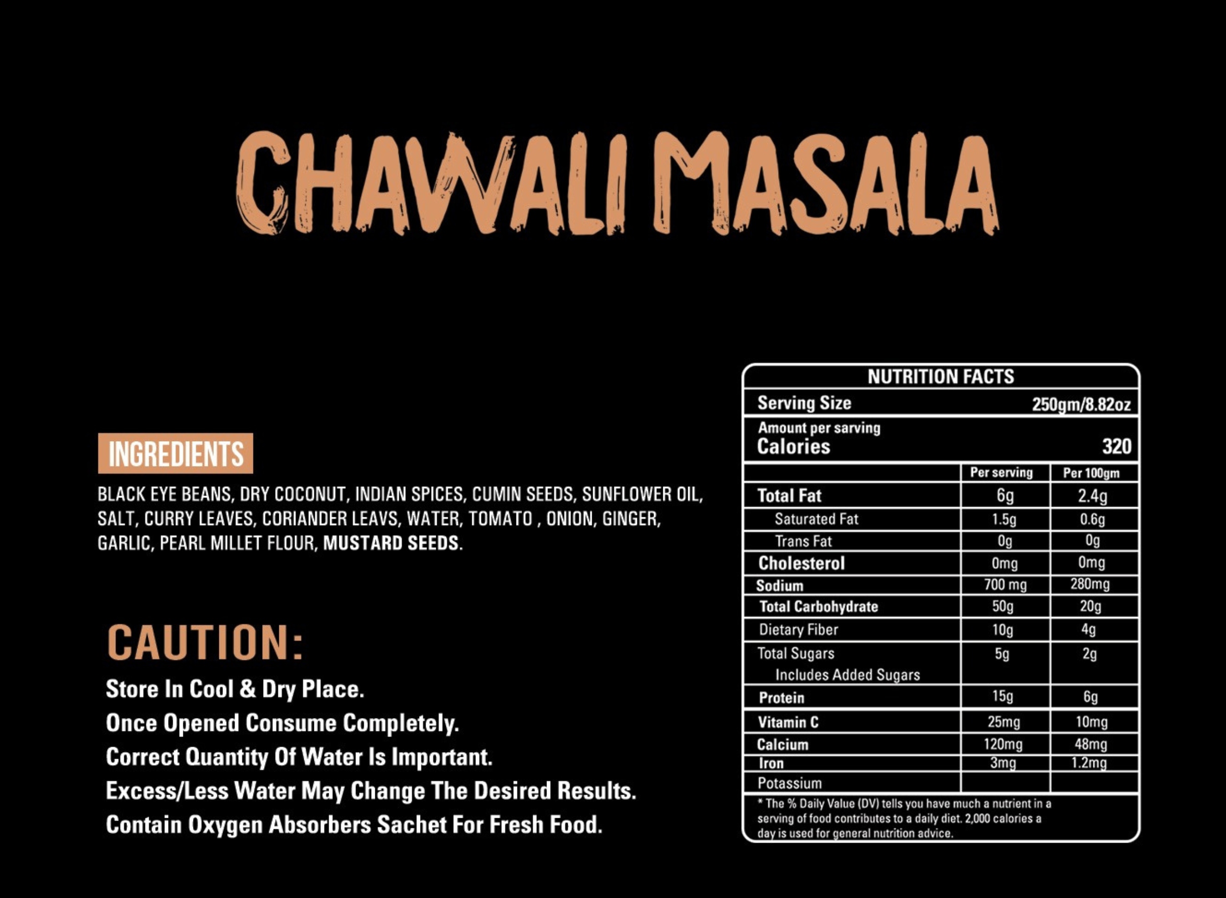 TAJ INDIAN 1947 CHAWALI MASALA 250G Weight 250 g
