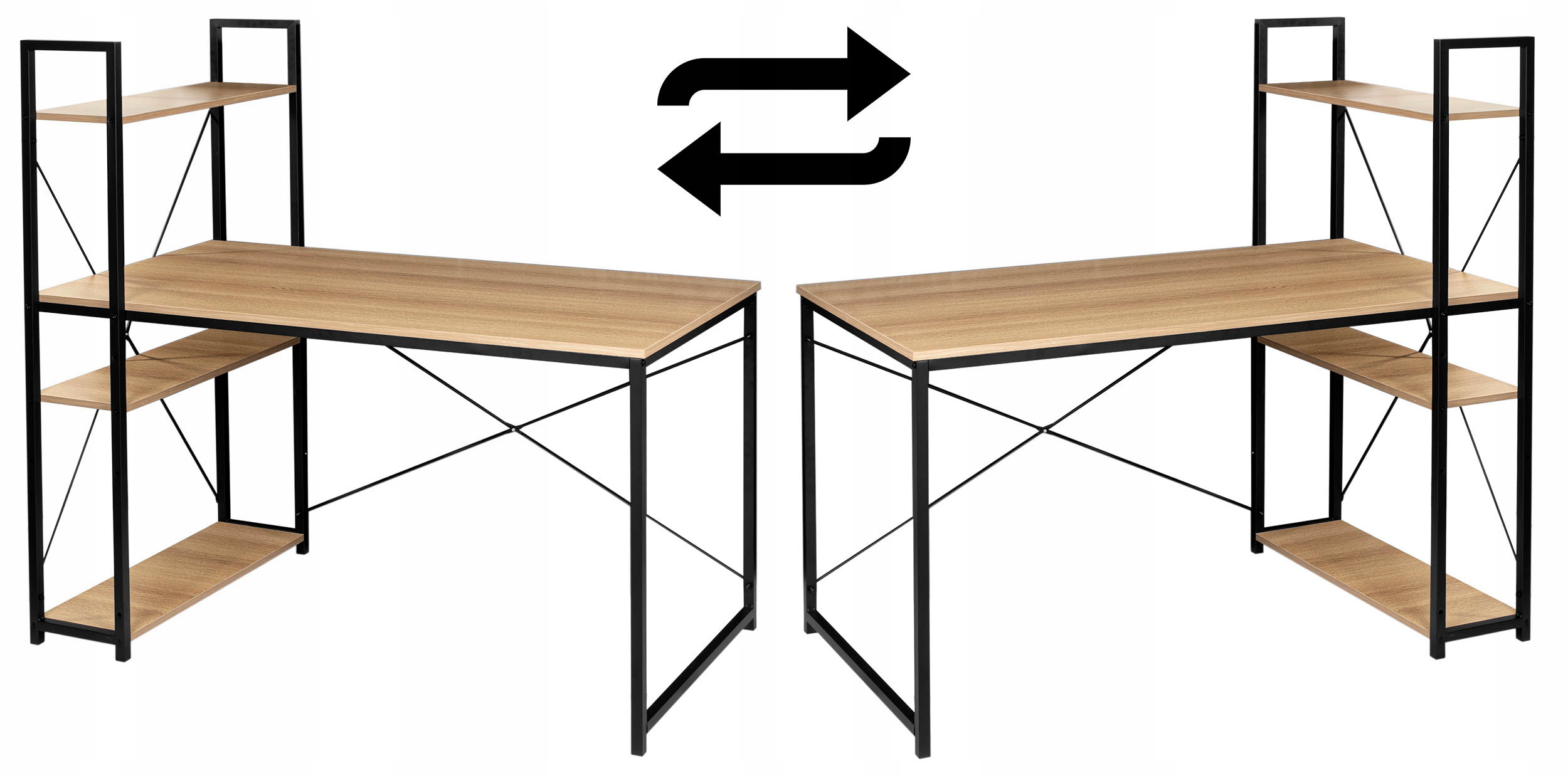 BIURKO KOMPUTEROWE METALOWE LOFTOWE INDUSTRIALNE Z REGAŁEM PÓŁKAMI Wysokość mebla 120 cm