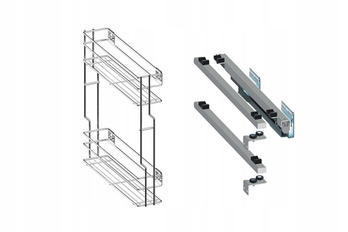 Kôš Cargo do skrinky pravý 15 cm 150 chróm 2p Rejs Push s plným výsuvom