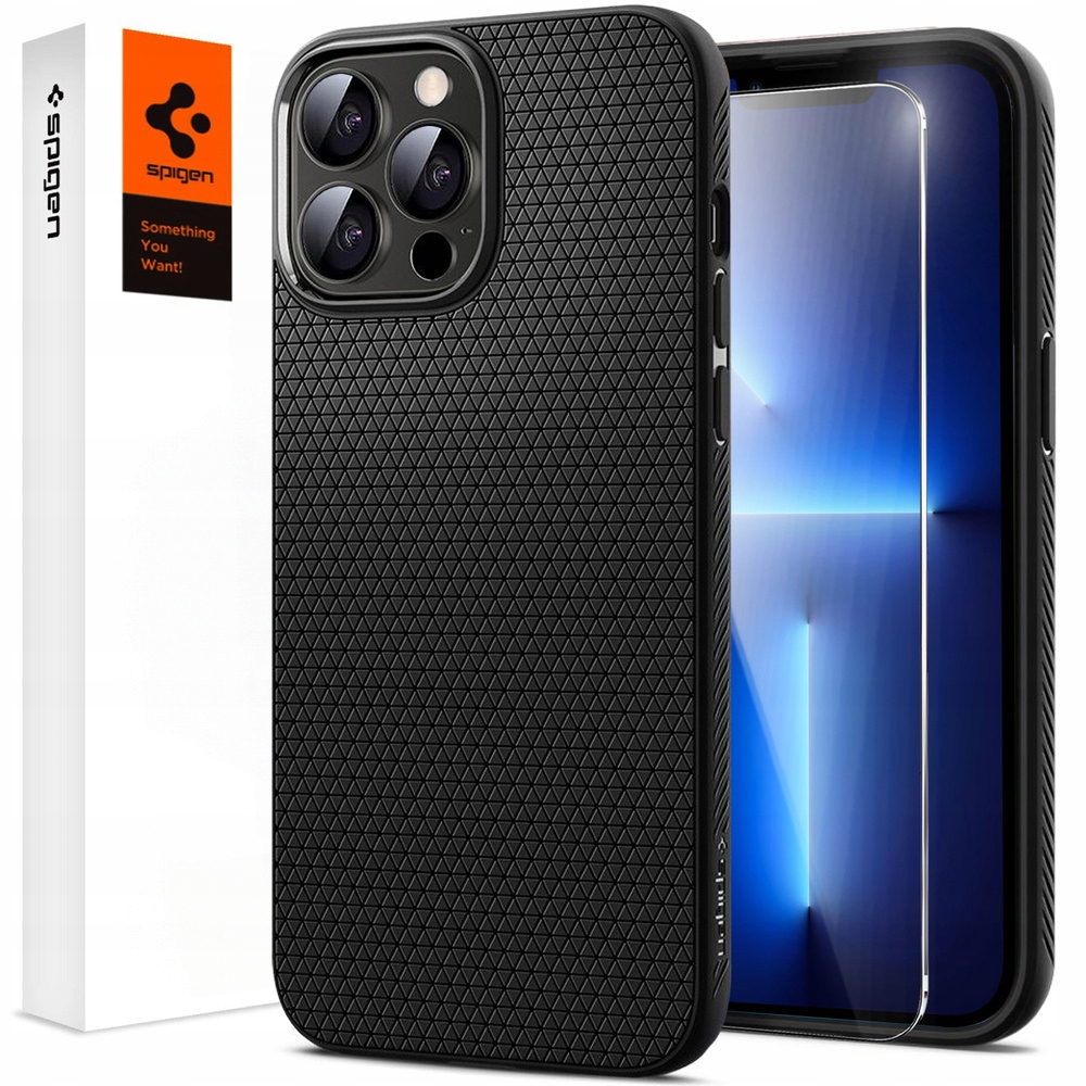 Etui do iPhone 13 Pro, Spigen Liquid Air, Elastyczne, Obudpowa Szkło 9H