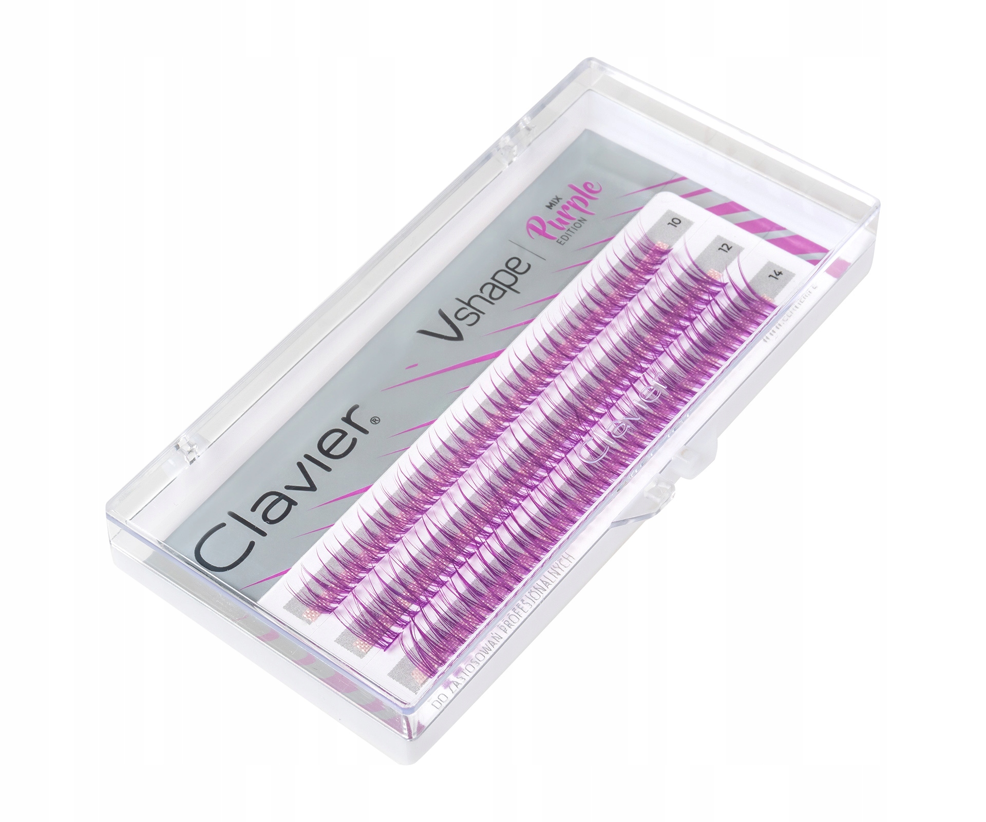 Kępki Rzęs V shape Colour 10,12,14mm - PURPLE, Mix Marka Clavier