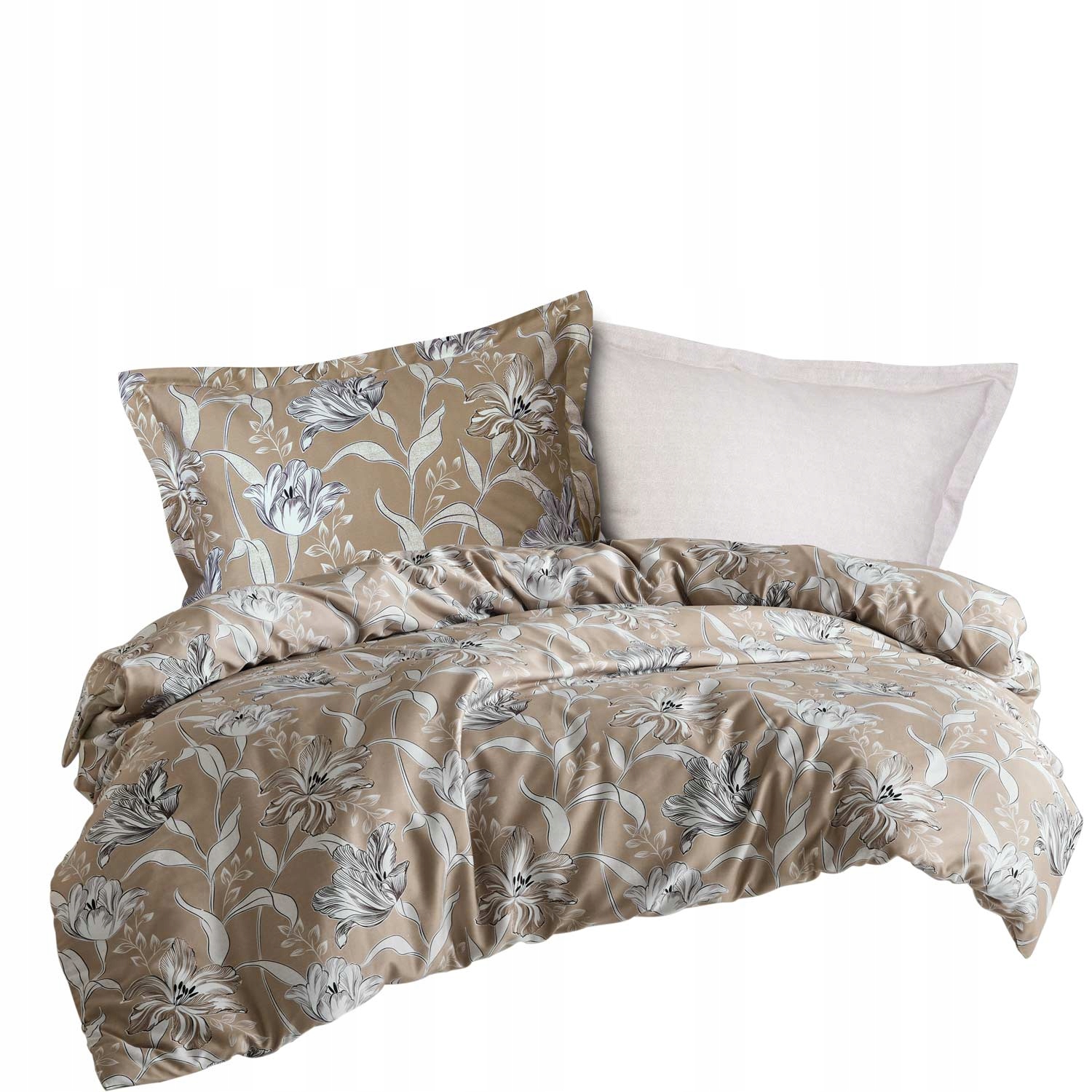 Posteľná Bielizeň bavlnená saténová Vitale 160x200 hnedá béžová kvety