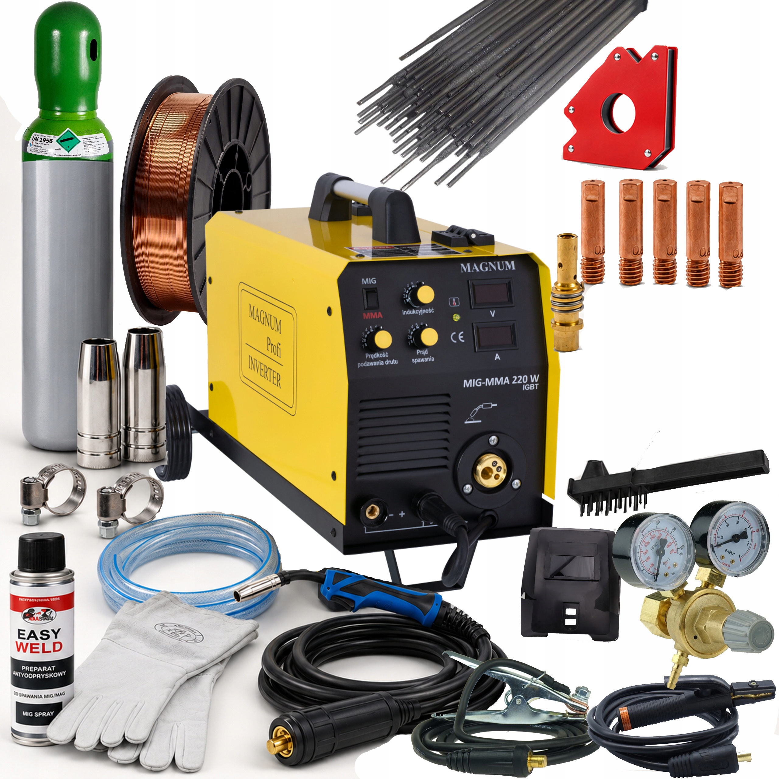 Svařovací stroj Magnum Mig 220W Igbt Mig/mag Mma Fcaw 200A 230V Migomat SET3