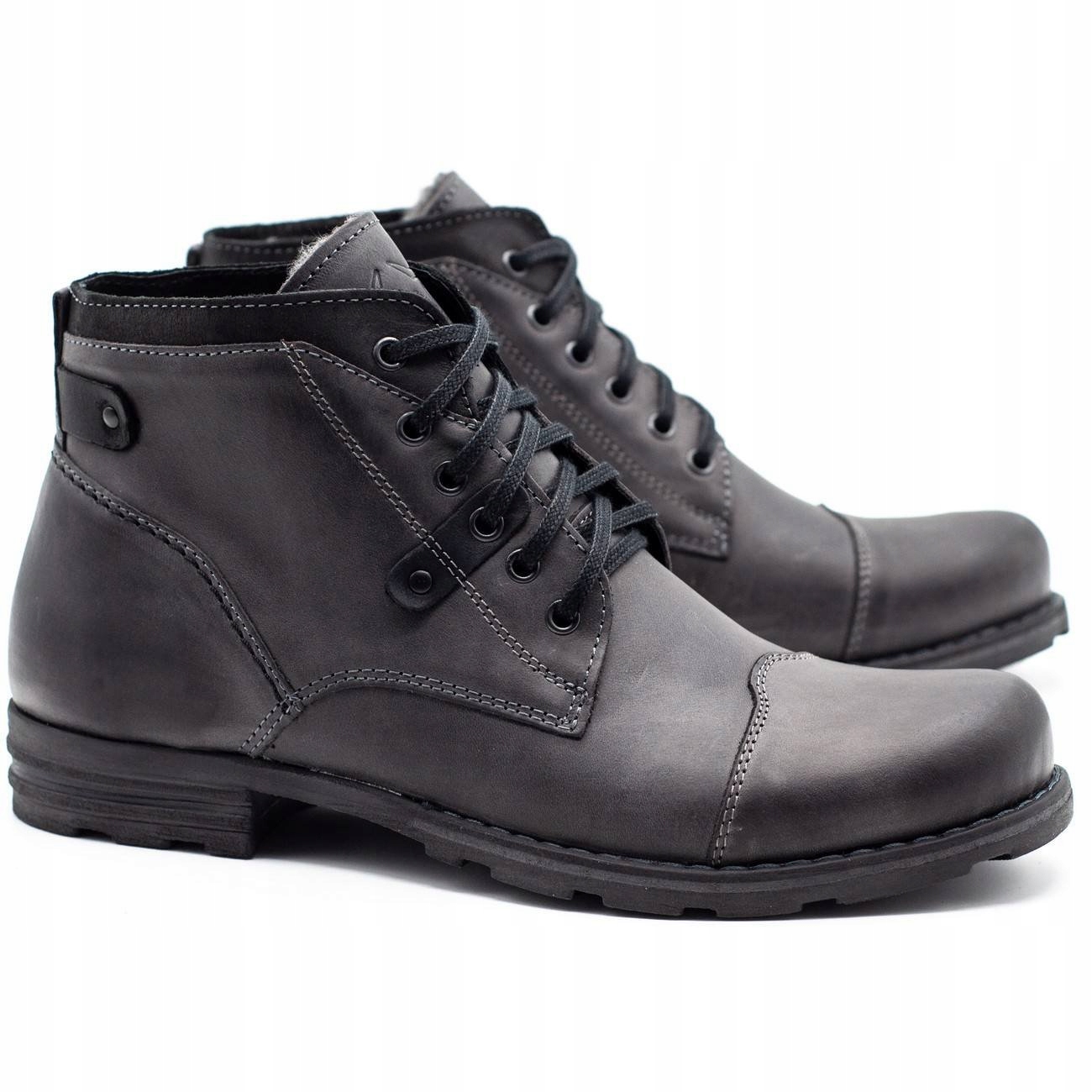 BUTY męskie OCIEPLANE ZIMOWE SKÓRA C15s szare 43 Płeć mężczyzna