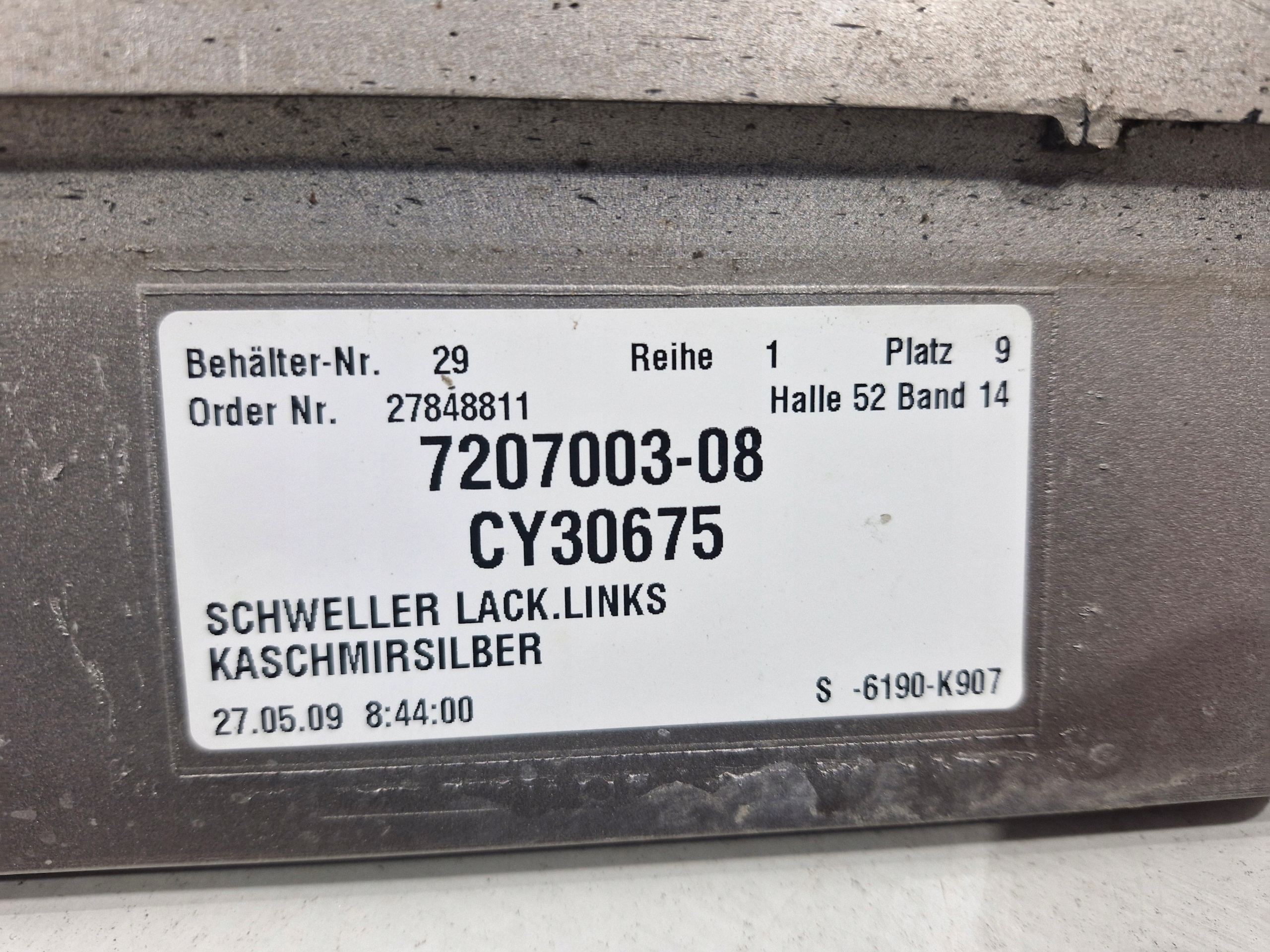 BMW 7 F01 moulding threshold left threshold left colour KASCHMIRSILBER A72 7207003