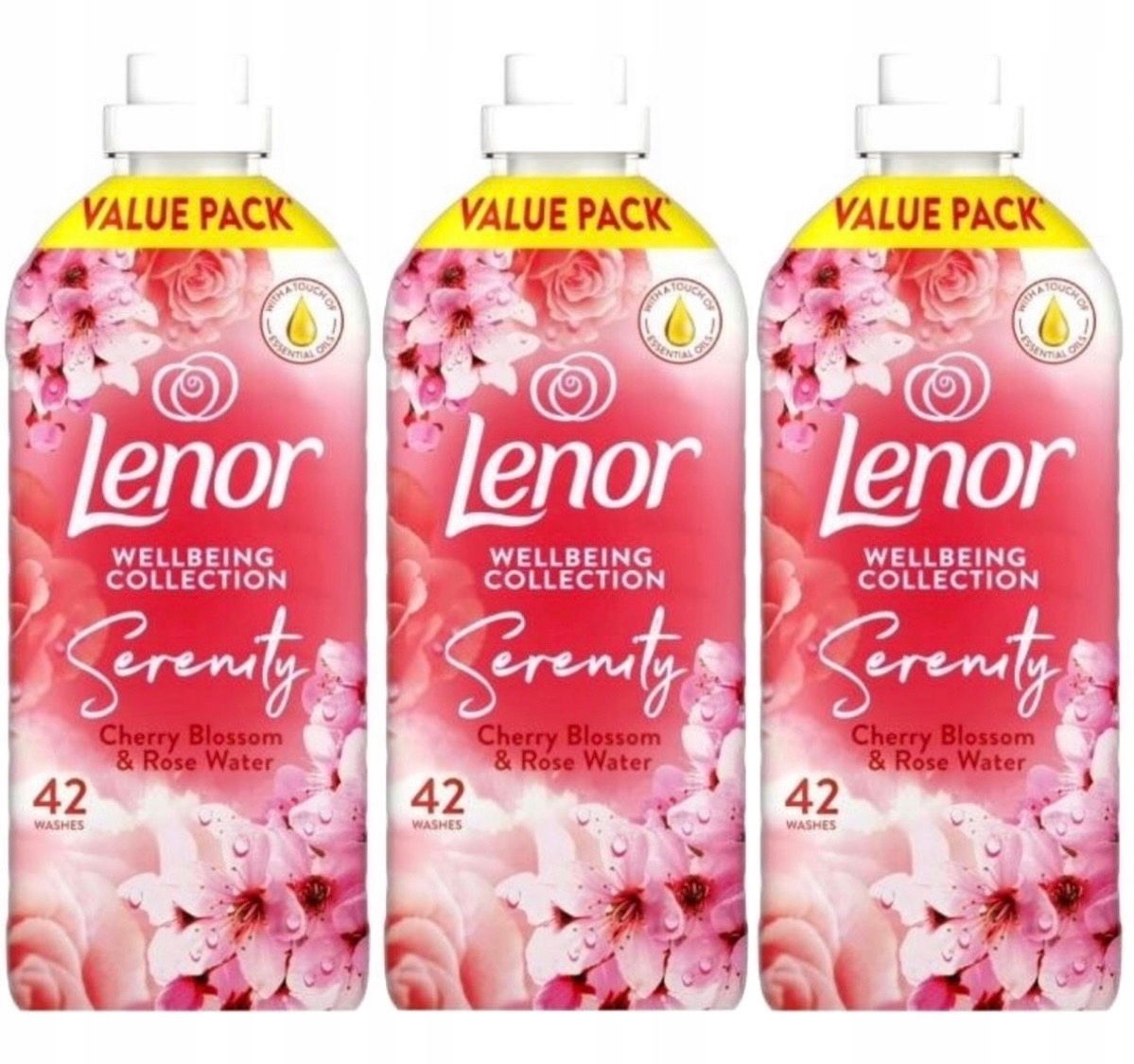 3x Lenor Cherry Blossom Rose Water tekutá aviváž 42 praní 1386 ml