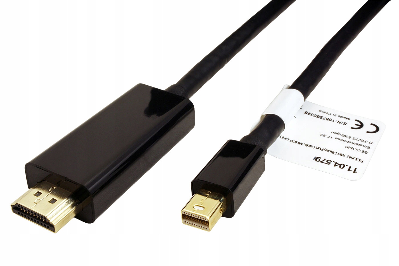 Roline DisplayPort Hdmi kabel, miniDP(M) -> Hdmi M, 4K@60Hz, 1m