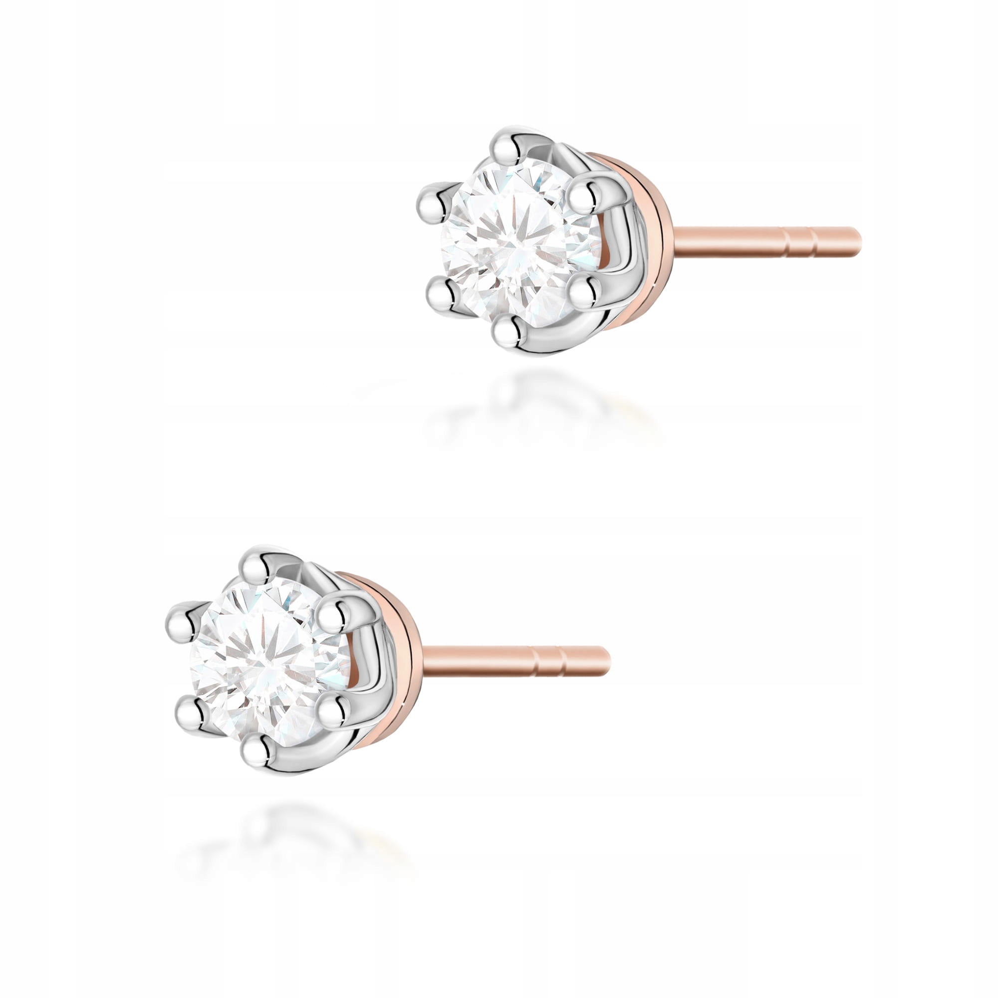 Náušnice z růžového zlata 585 s diamanty a bílým zlatem 1.5 g, brilianty