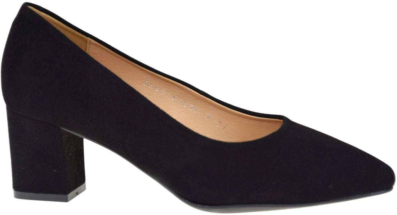 Elegantní dámské lodičky Acord 6352 černé kožené módní na podpatku VEL.37