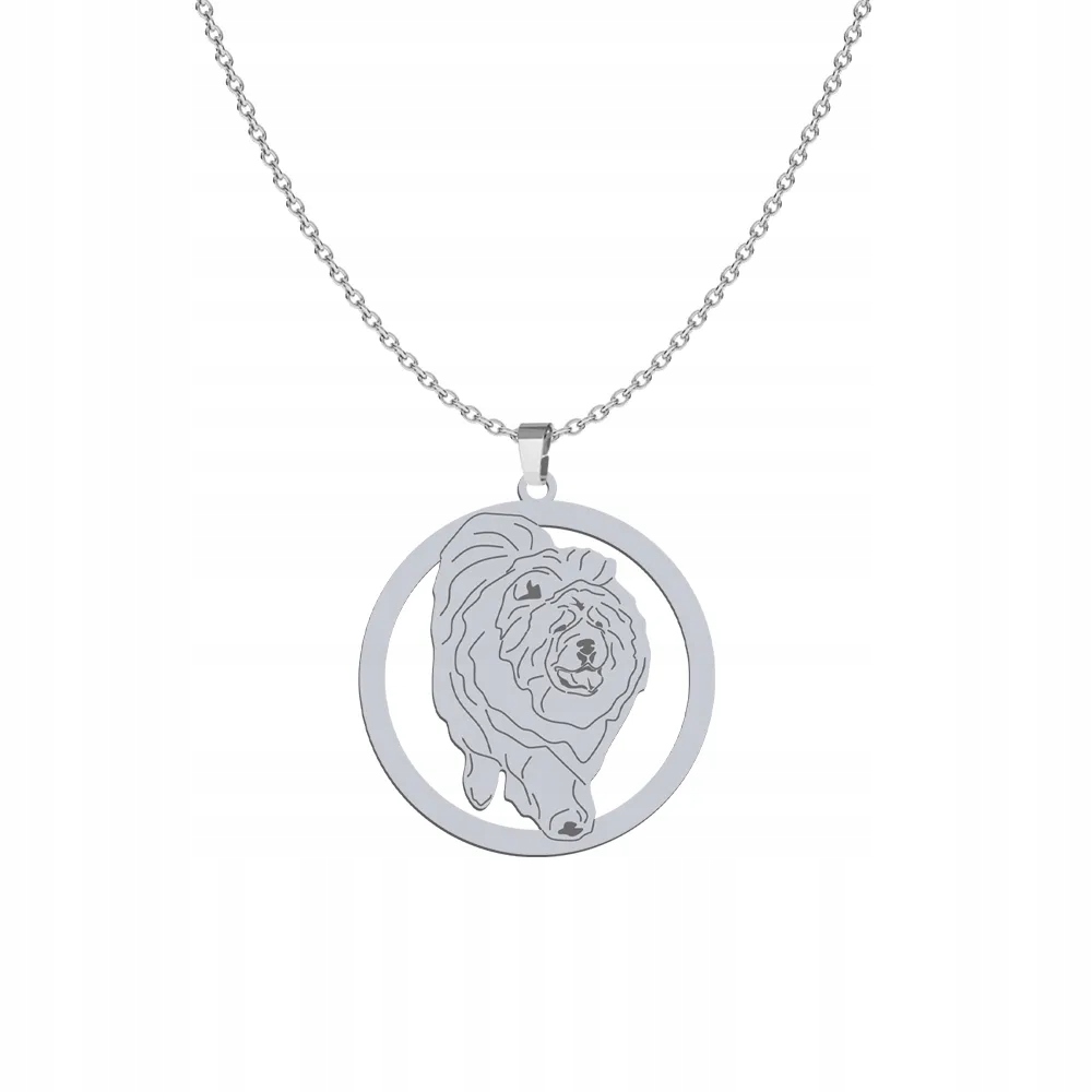 Stříbrný náhrdelník s psem Chow chow 925 Šperky Řetízek Gravírování Bonus