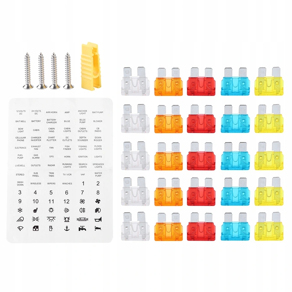 32 V SKRZYNKA BEZPIECZNIKÓW 12 OBWODÓW DLA JACHTÓW SAMOCHODOWYCH Marka bez marki