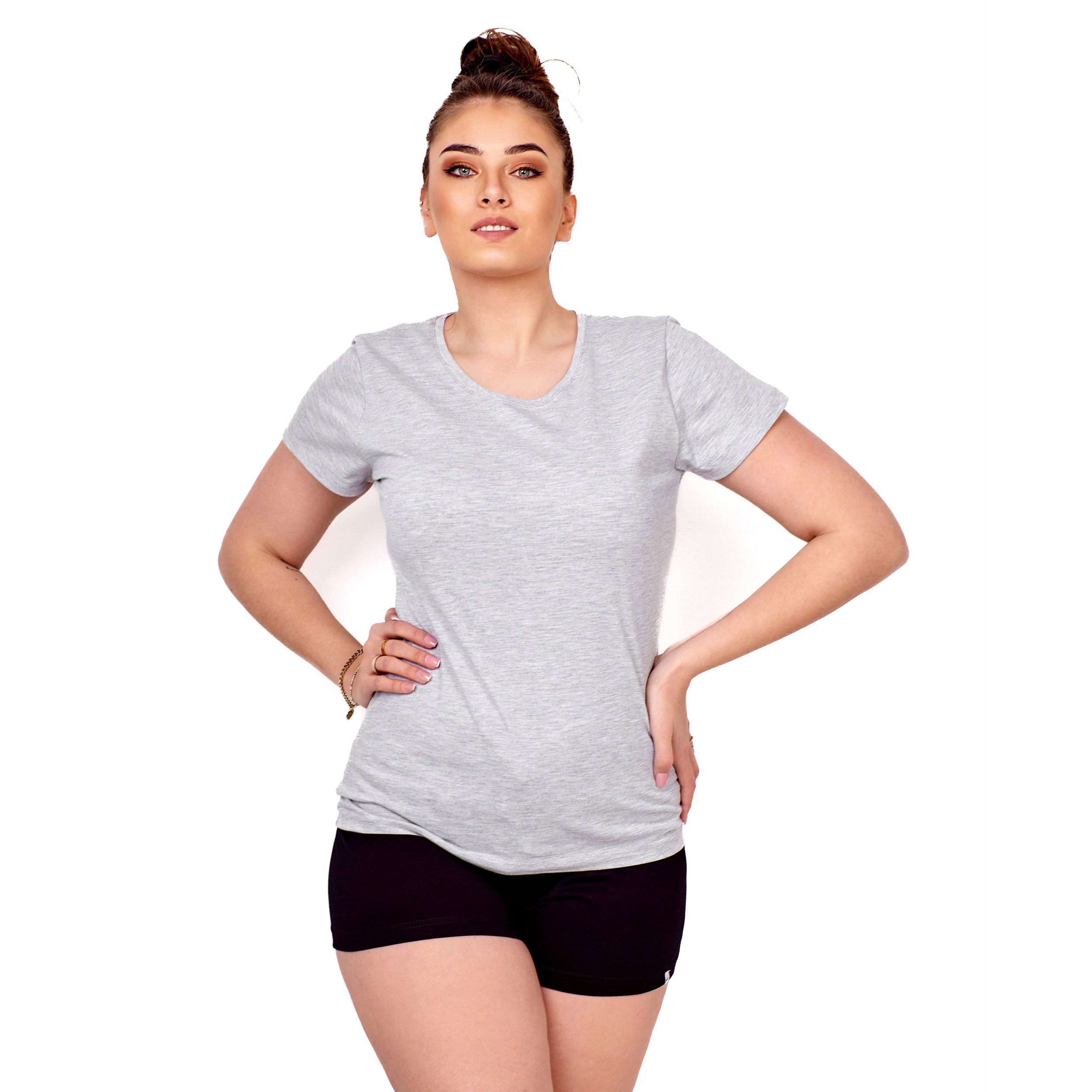 

Grey Tshirt Koszulka 100% Bawełna Rękaw Damska XXL