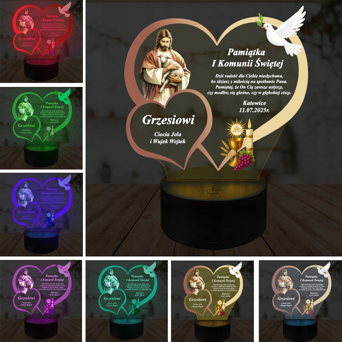 Lampka Nocna LED Prezent na Komunię Pamiątka Komunii Świętej EAN (GTIN) 5906335594830