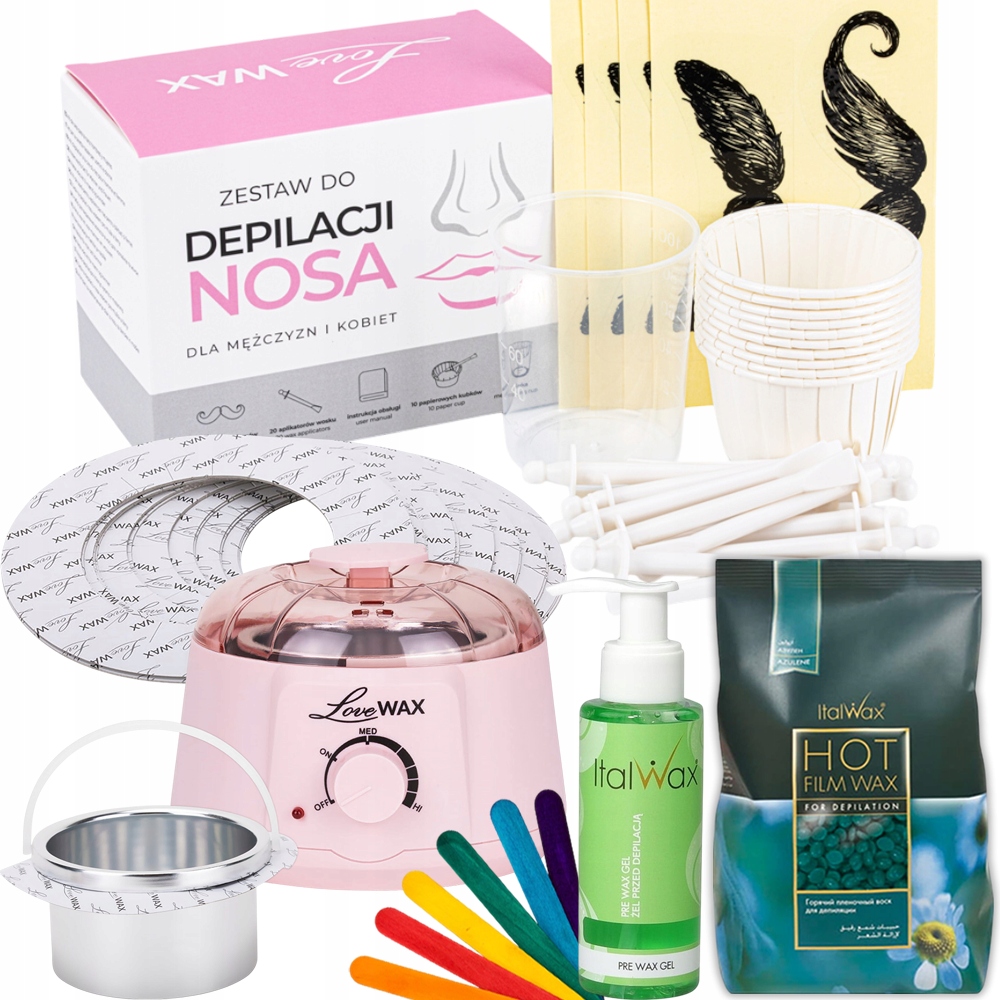 Sada na odstraňování chloupků z nosu topné těleso kroužek špachtle Vosk Gel
