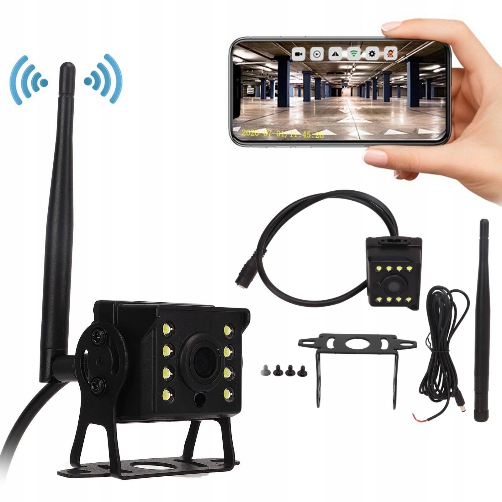 Bezprzewodowa Kamera Cofania Wifi Hd Ir 12V-24V Do Autobusów, Ciężarówek