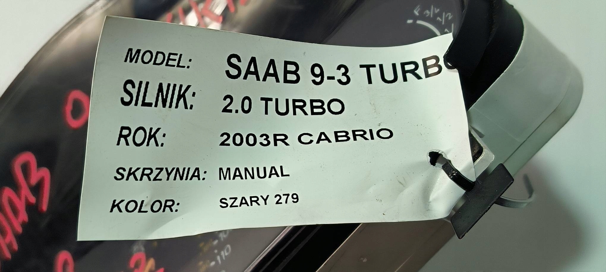 dials clock 2.0 T SAAB 95