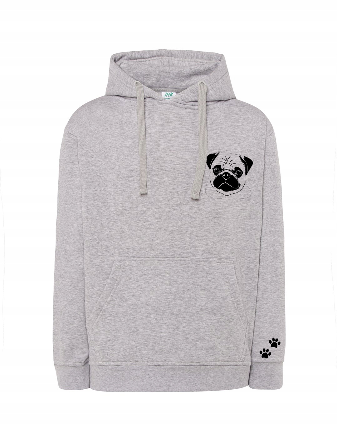 Mikina S Vyšíváním Tlapk Mopseho Psa, Počítačem, Dárek Kapuce Bavlna