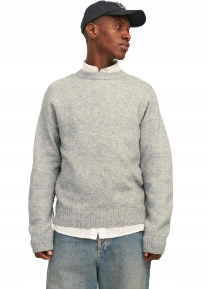 Jack&jones Pánský Šedý Svetr S Dlouhým Rukávem A Vlnou M 2BC