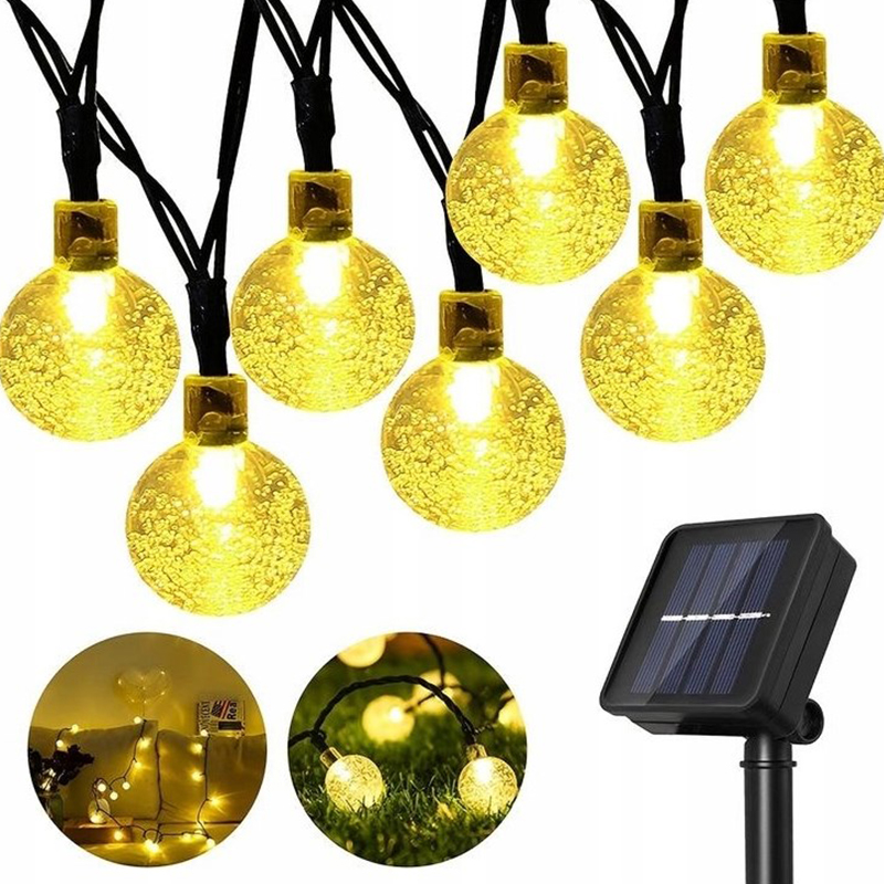 GIRLANDA LAMPKI SOLARNE OGRODOWE 50 LED KULE NA TARAS BALKON OZDOBA 9.5M