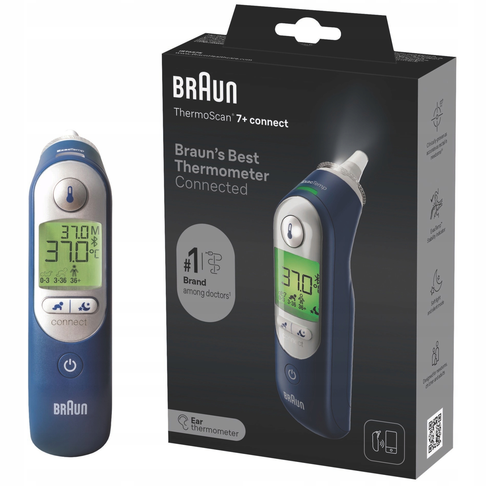 Braun ThermoScan 7+ connect IRT6575NWE termometr Bluetooth