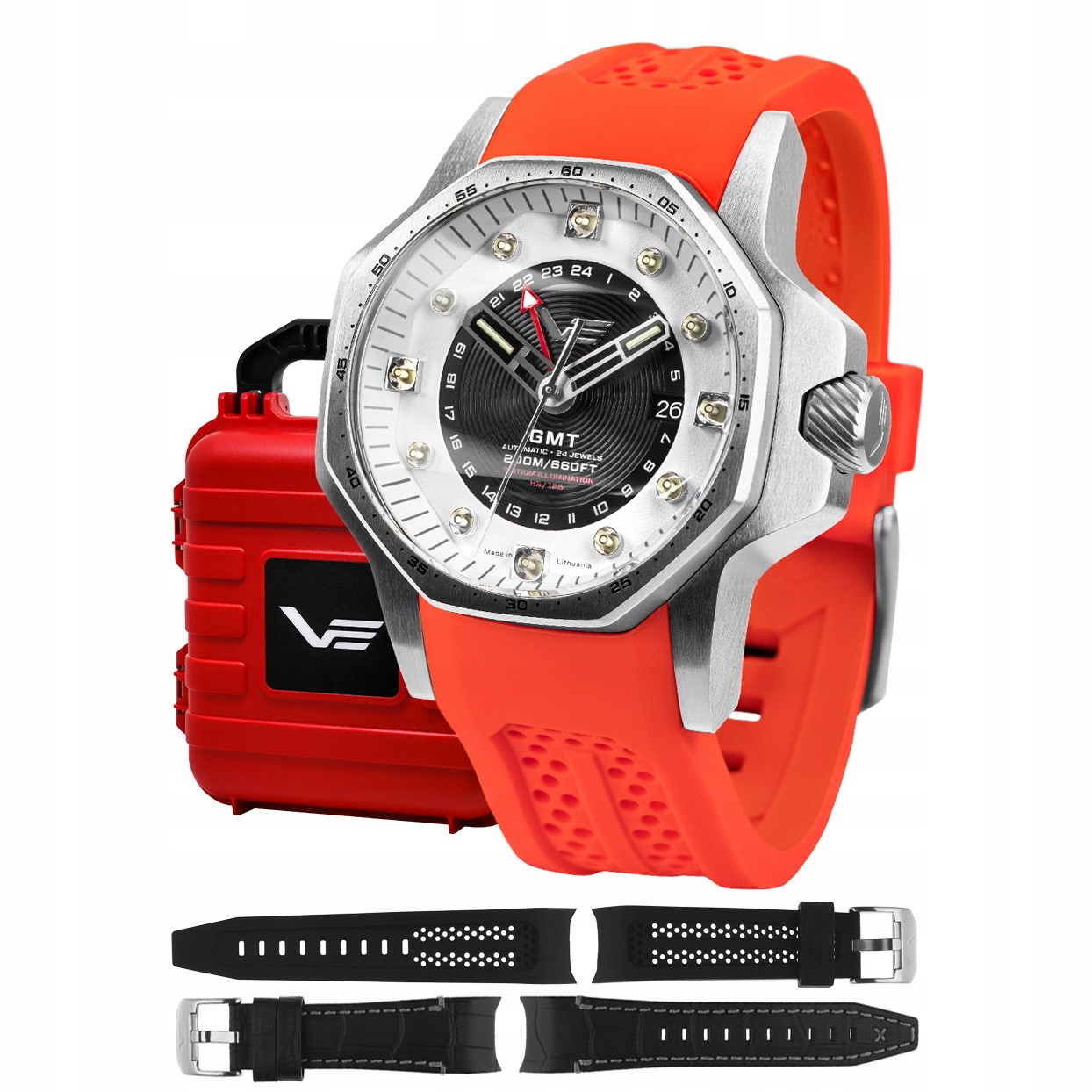 Pánské Hodinky Vostok Europe NH34-640A702SR s červeným řemínkem