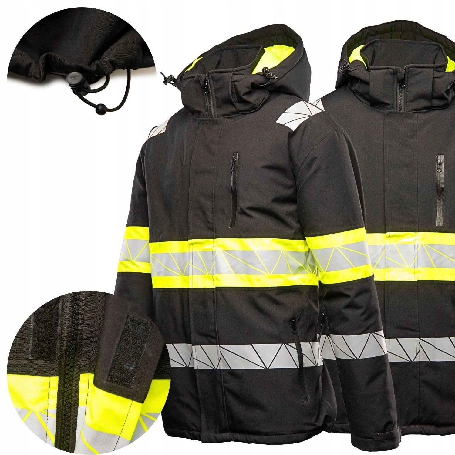 Kurtka robocza ocieplana z pasami odblaskowymi czarna Eco Rival M