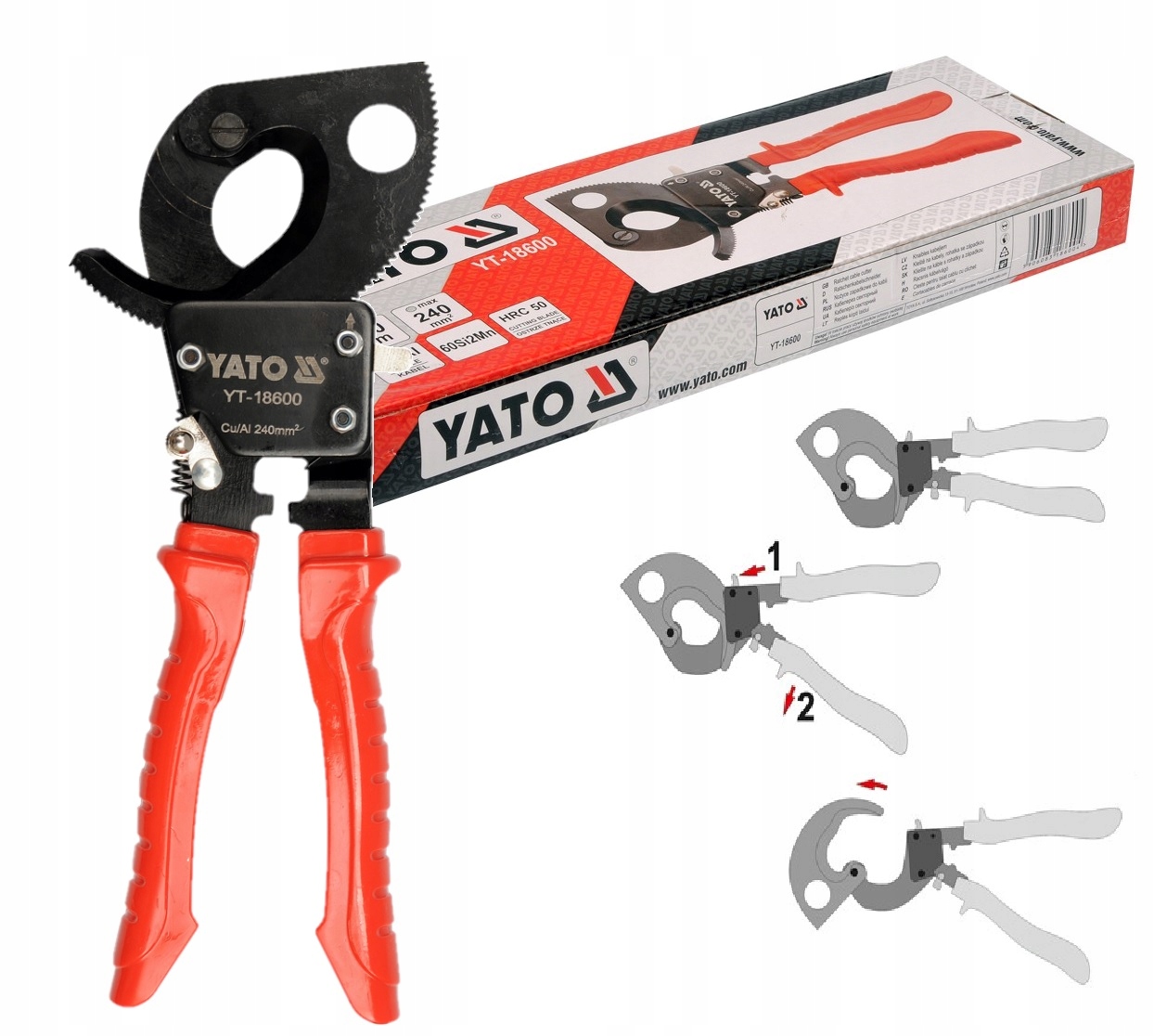 Ráčnové Nůžky Na Kabely 240 mm2 300 mm YT-18600