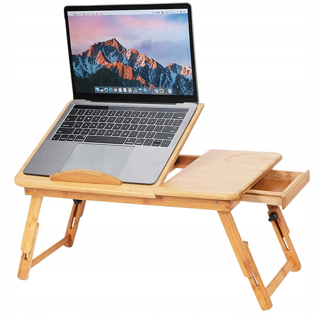 Stolek pod notebook do postele skládací mobilní snídaňový dřevěný Bedee