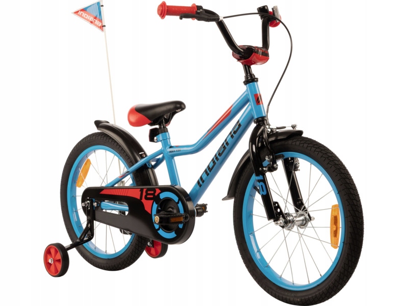 Rower dziecięcy Indiana Rock Kid 18 cali dla chłopca Niebiesko-czerwony