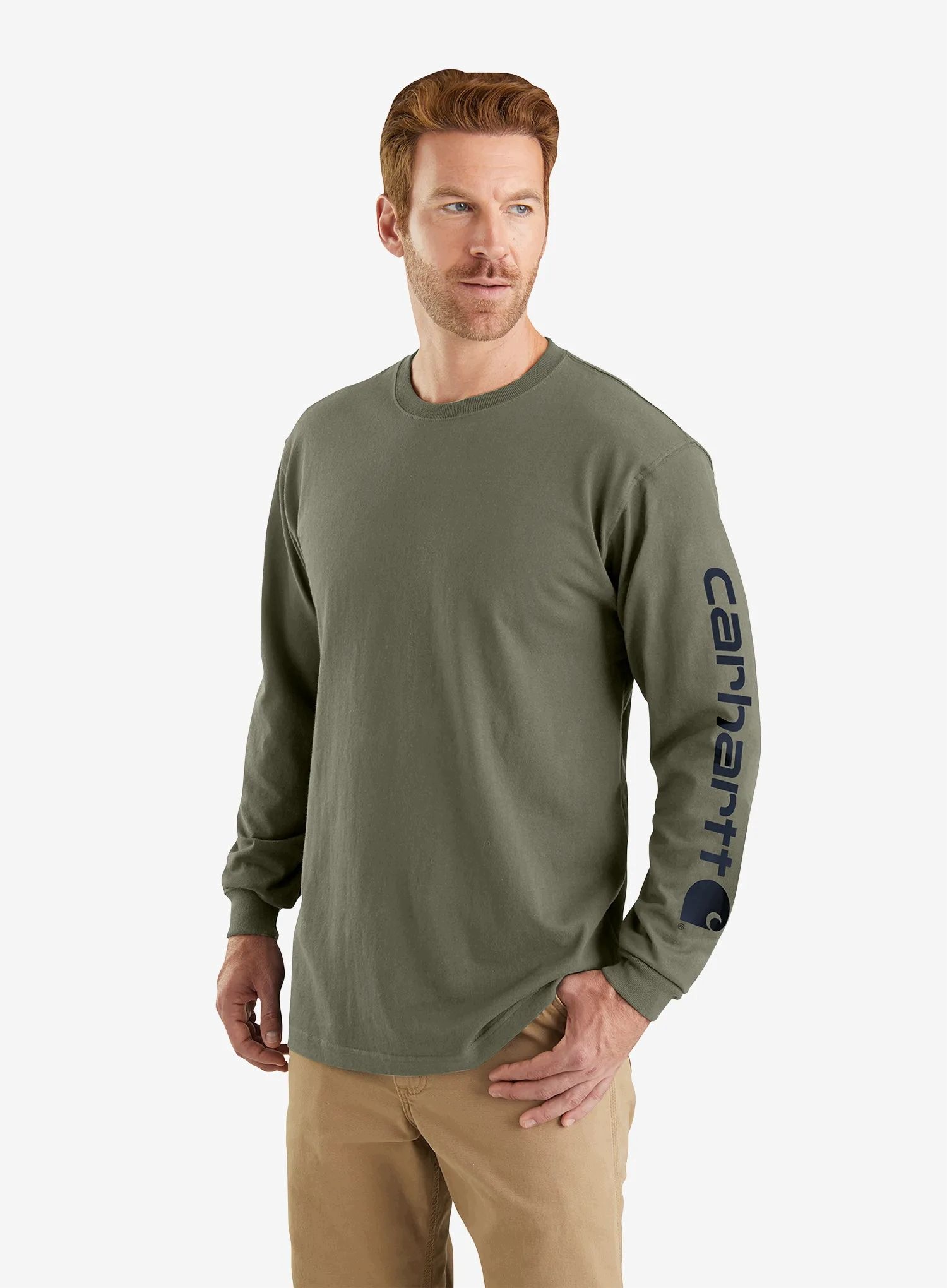 Bluza Carhartt Dearborn Relaxed Ls Sleeve Logo T-Shirt dusty olive S