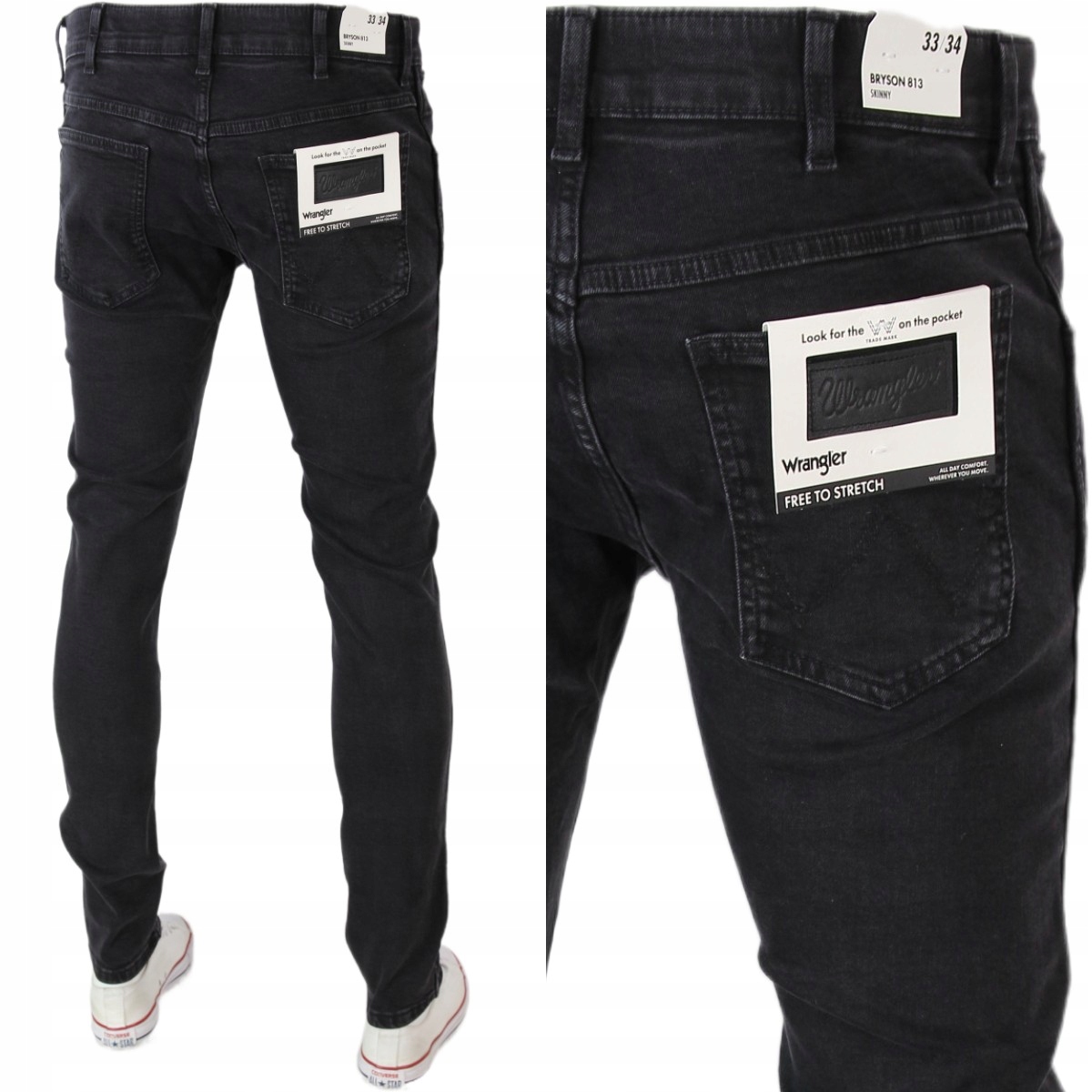 Wrangler Bryson Skinny Tapered Jeansy "jetstorm Noir" W33 L34