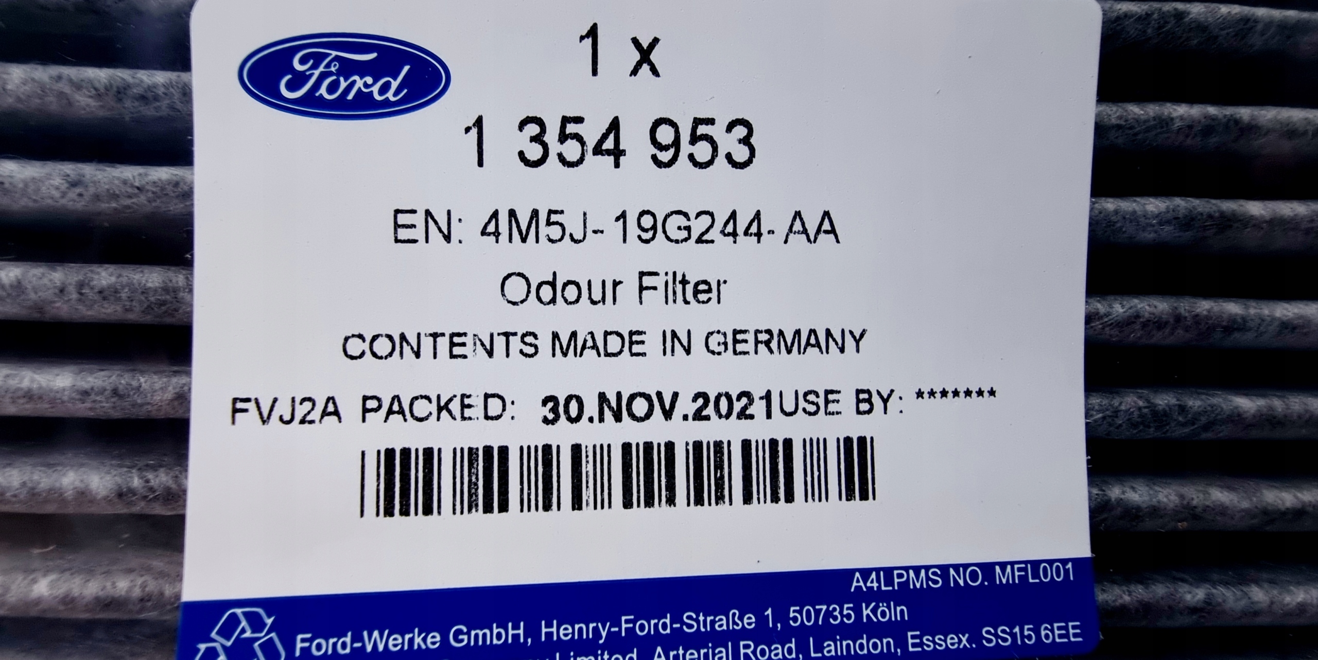 FILTR KABINOWY WĘGLOWY FORD FOCUS MK2 II C-MAX OE Producent części Ford OE