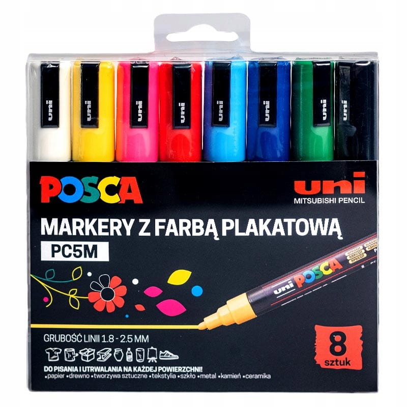 Zestaw markerów POSCA PC-5M 8 kolorów Basic