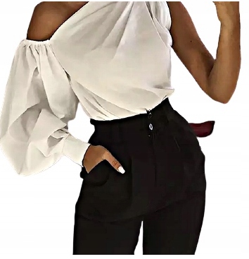 MD halenka košile s jedním odhaleným ramenem S Bílá