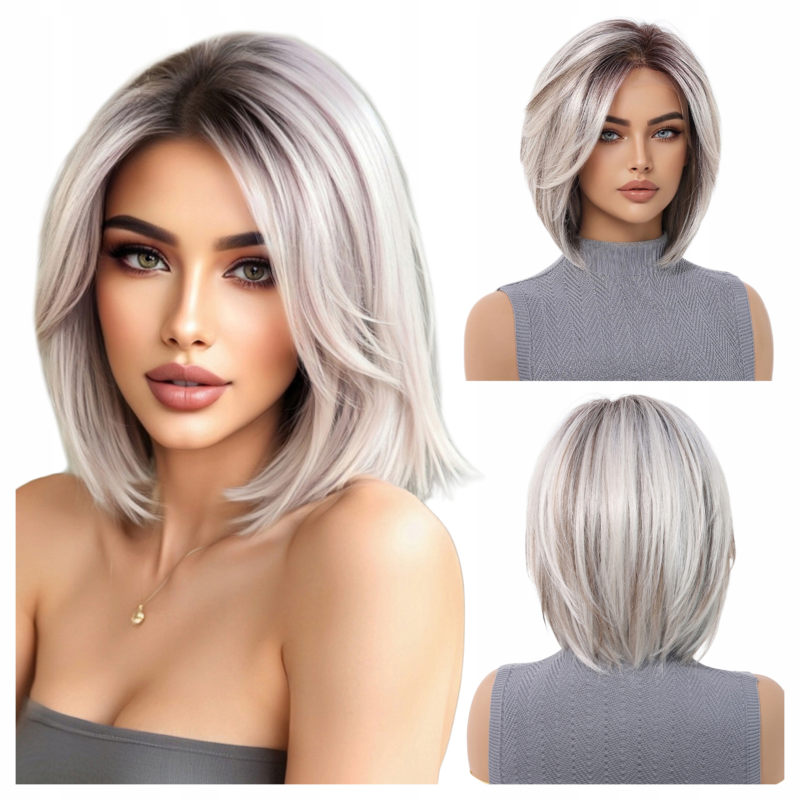 Peruka damska chłodny Platynowy ombre Lace Front proste włosy Jak Naturalna