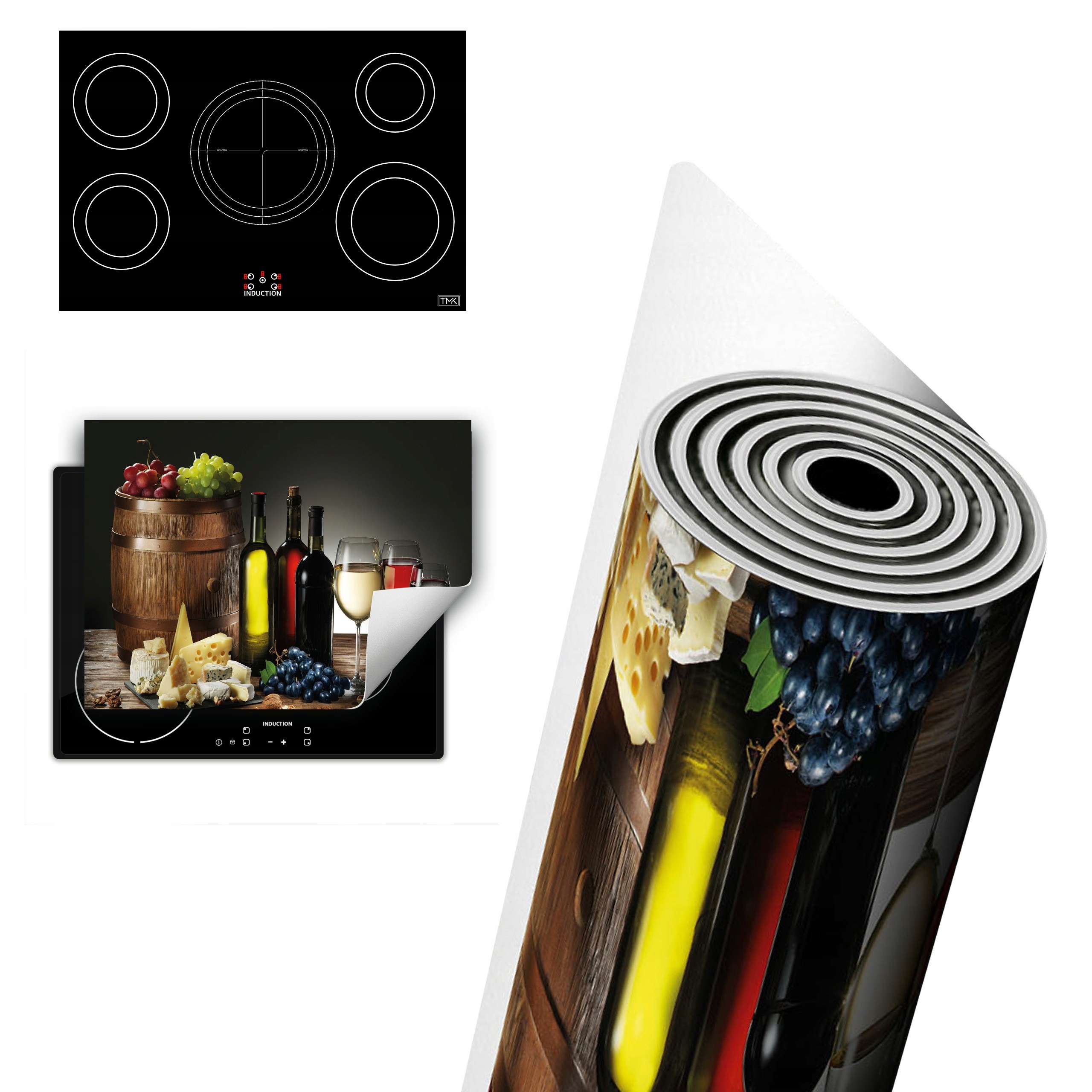 Vinylová Ochrana Na Indukci Pracovní Deska 80x52 Dřevo víno