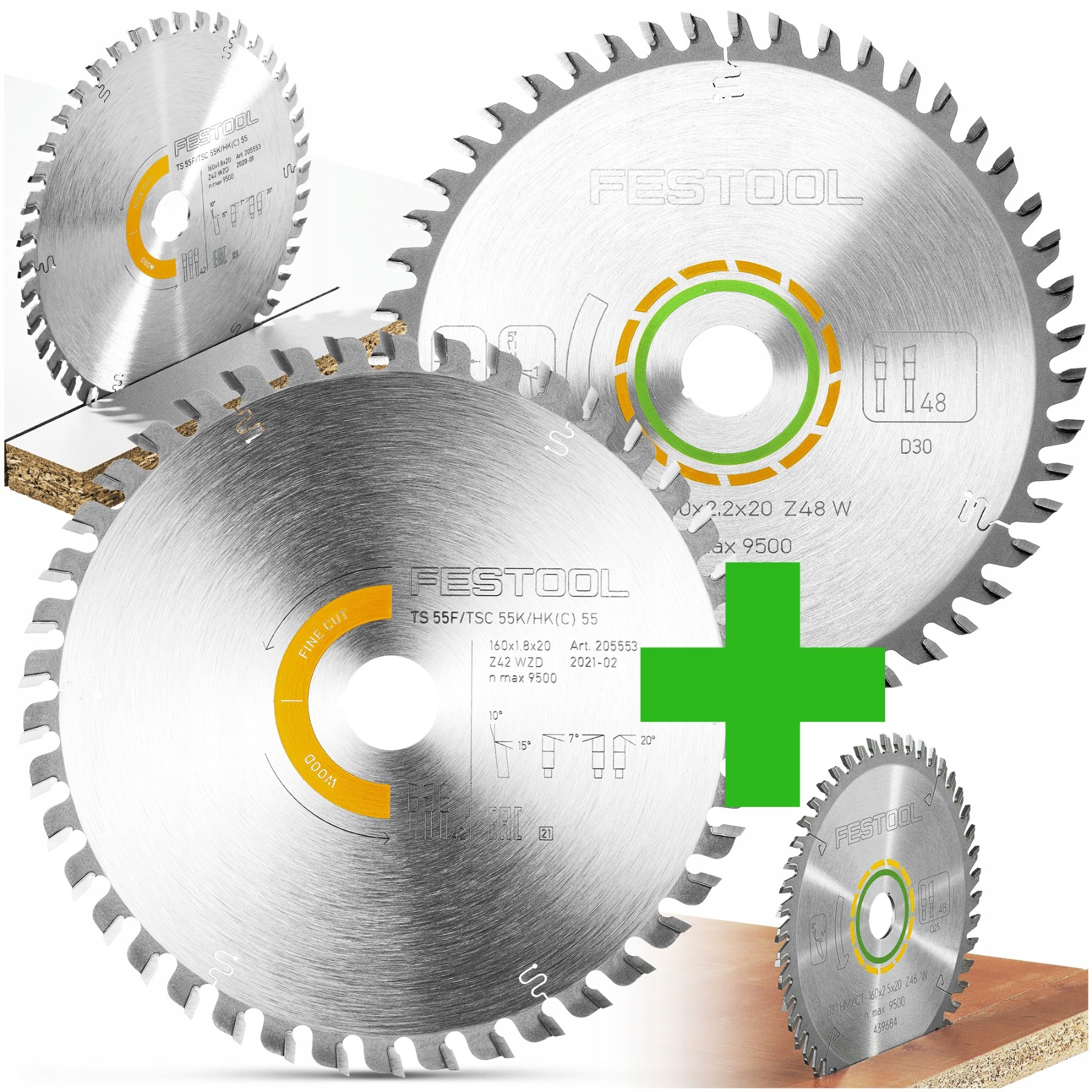2x Kotouč Na Dřevo Festool 160 Kotoučová pila Set 1,8 2,2