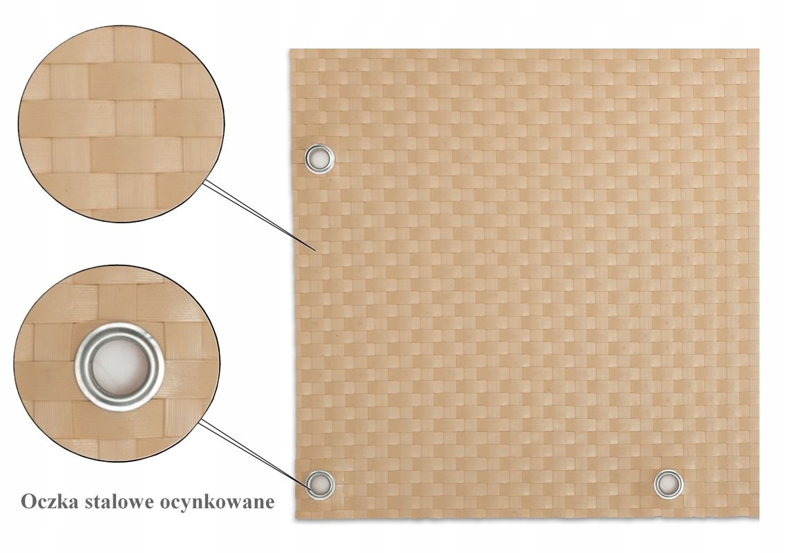 Mata osłona na balkon OCZKOWANA NA WYMIAR KREMOWY Producent Basari
