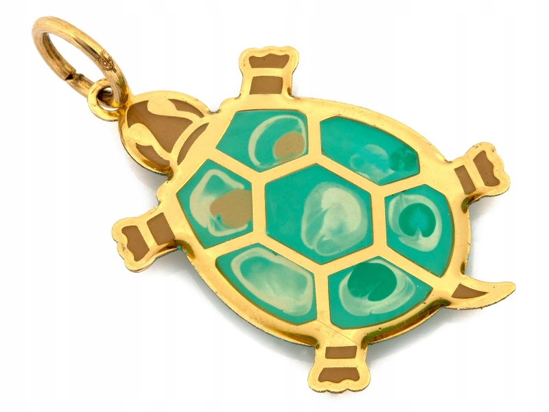 Zlatý přívěsek se zelenou smaltovanou želvou 585 14k 0.78g jako dárek