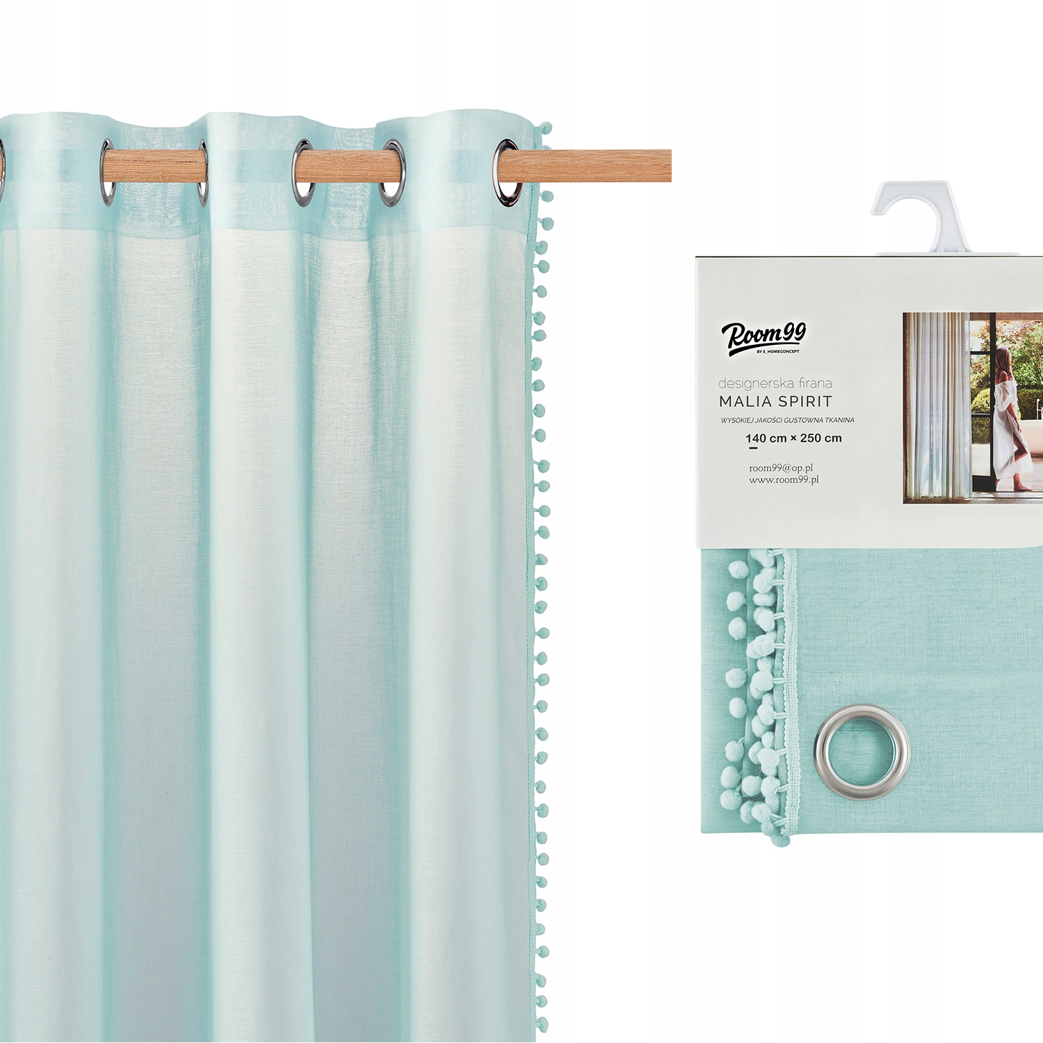 

Firana Malia Spirit 140X250 Przelotki Mięta