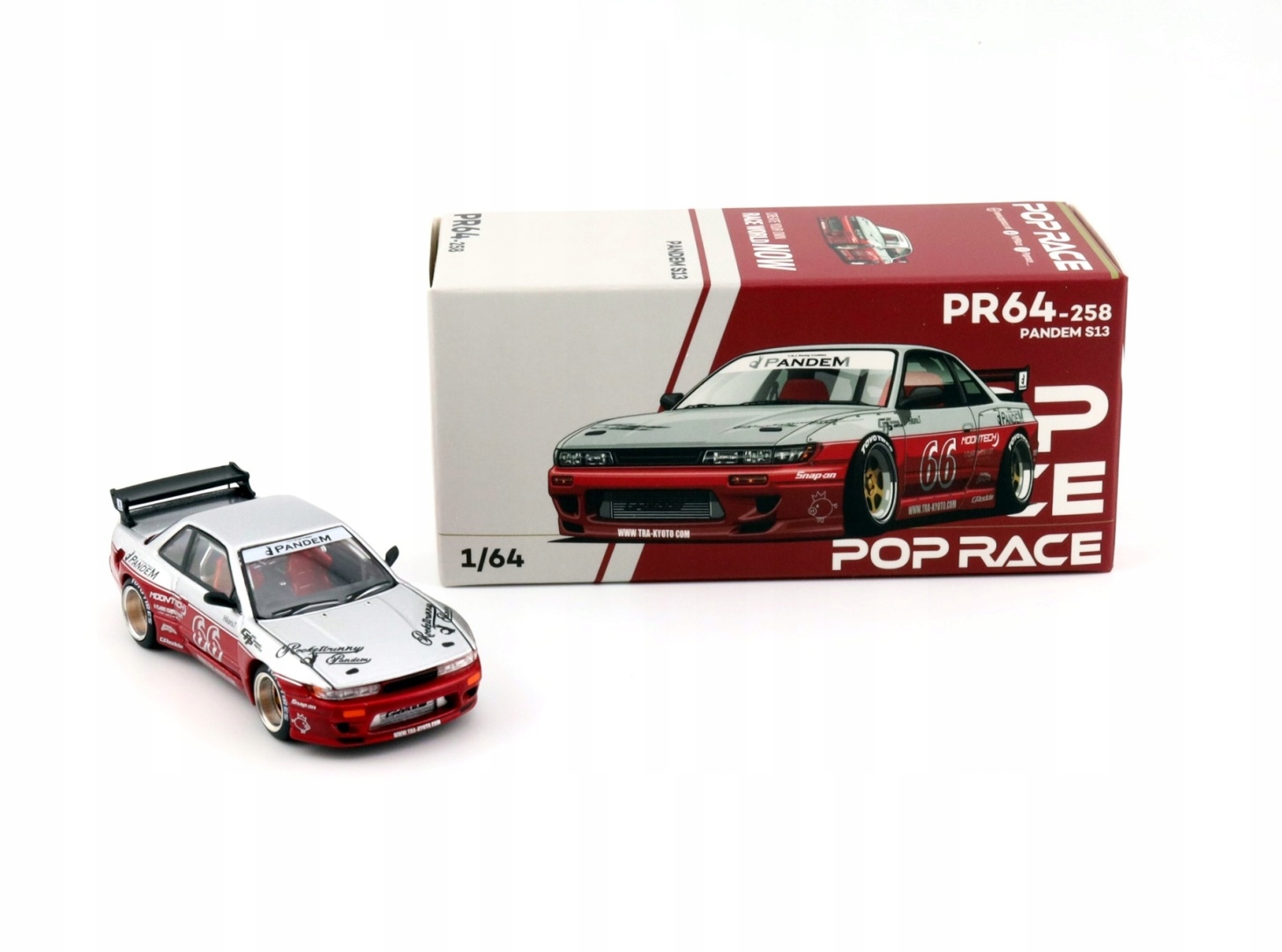 POP RACE PR64-258 Pandem Nissan Silvia S13 Moontech Red PR64-0258 1:64