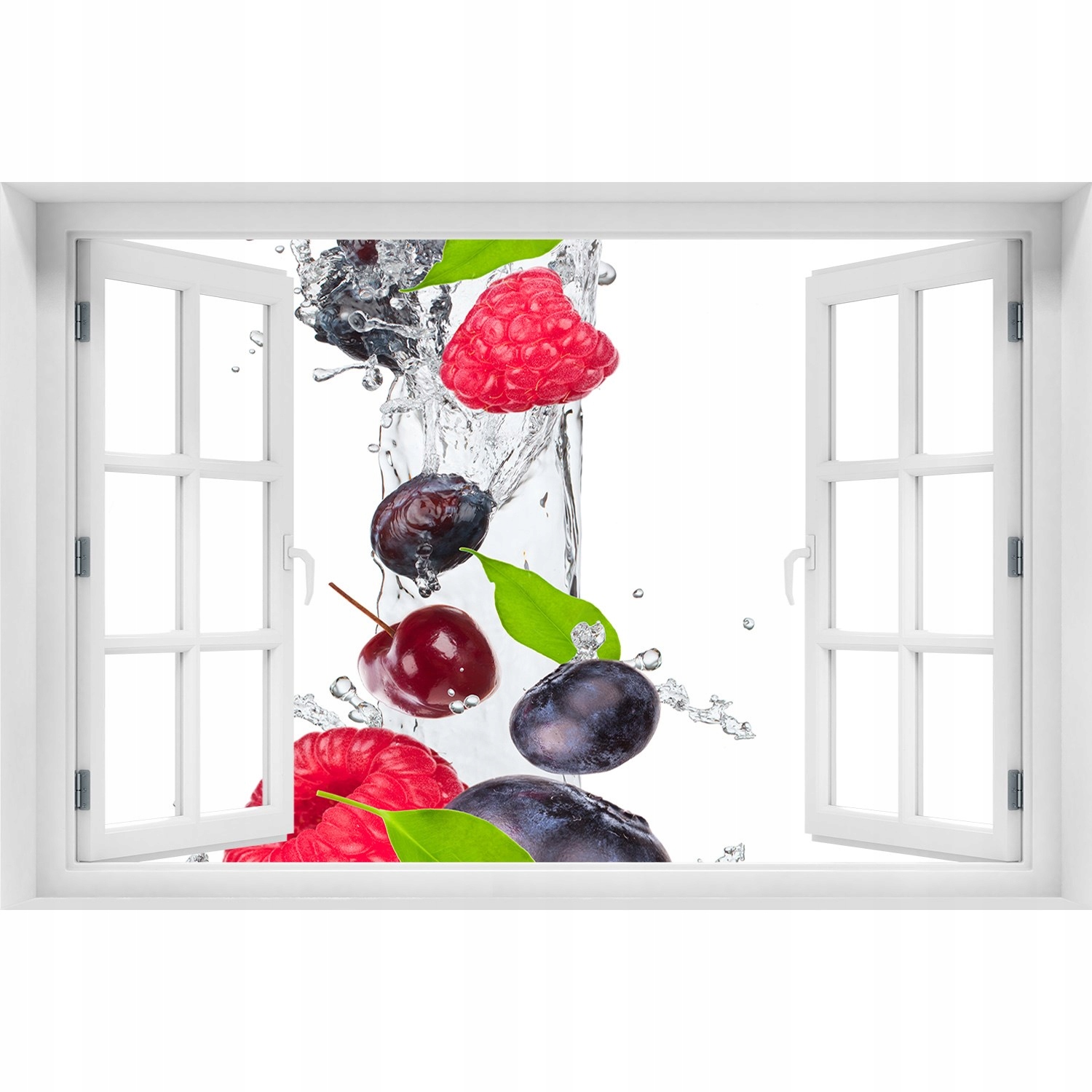 

Naklejka 3D Okno na ścianę Owoce i woda 120x80