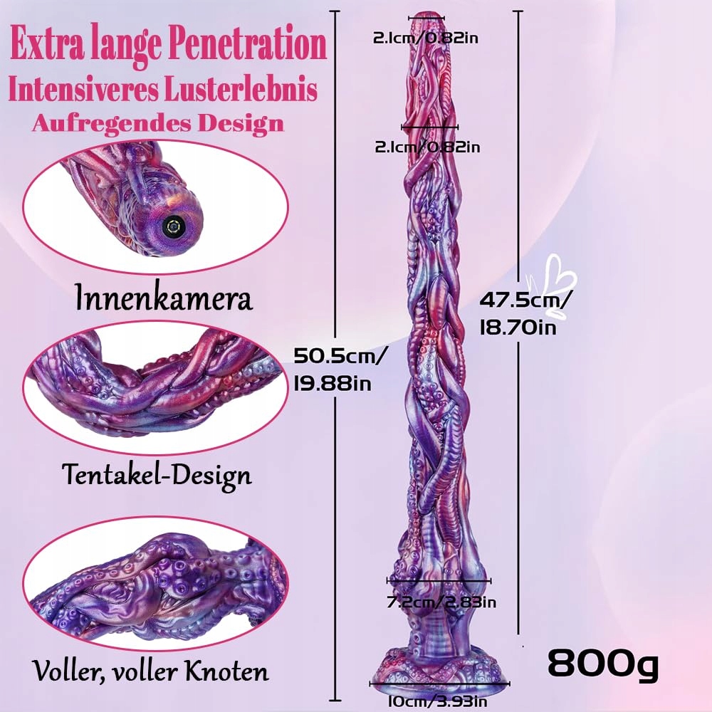 FANTASIE Silikon Dildo 50cm Przyssawka Endoskop Stymulacja G-Punktu — miniatura 3