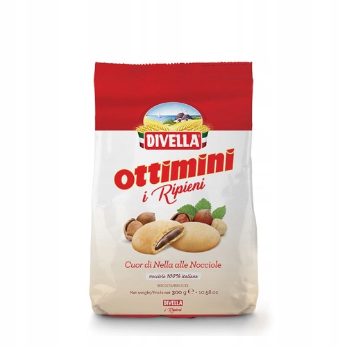 4x Sušenky Ottimini Cuore di Nella Ripirni Nocciole 300 g Divella