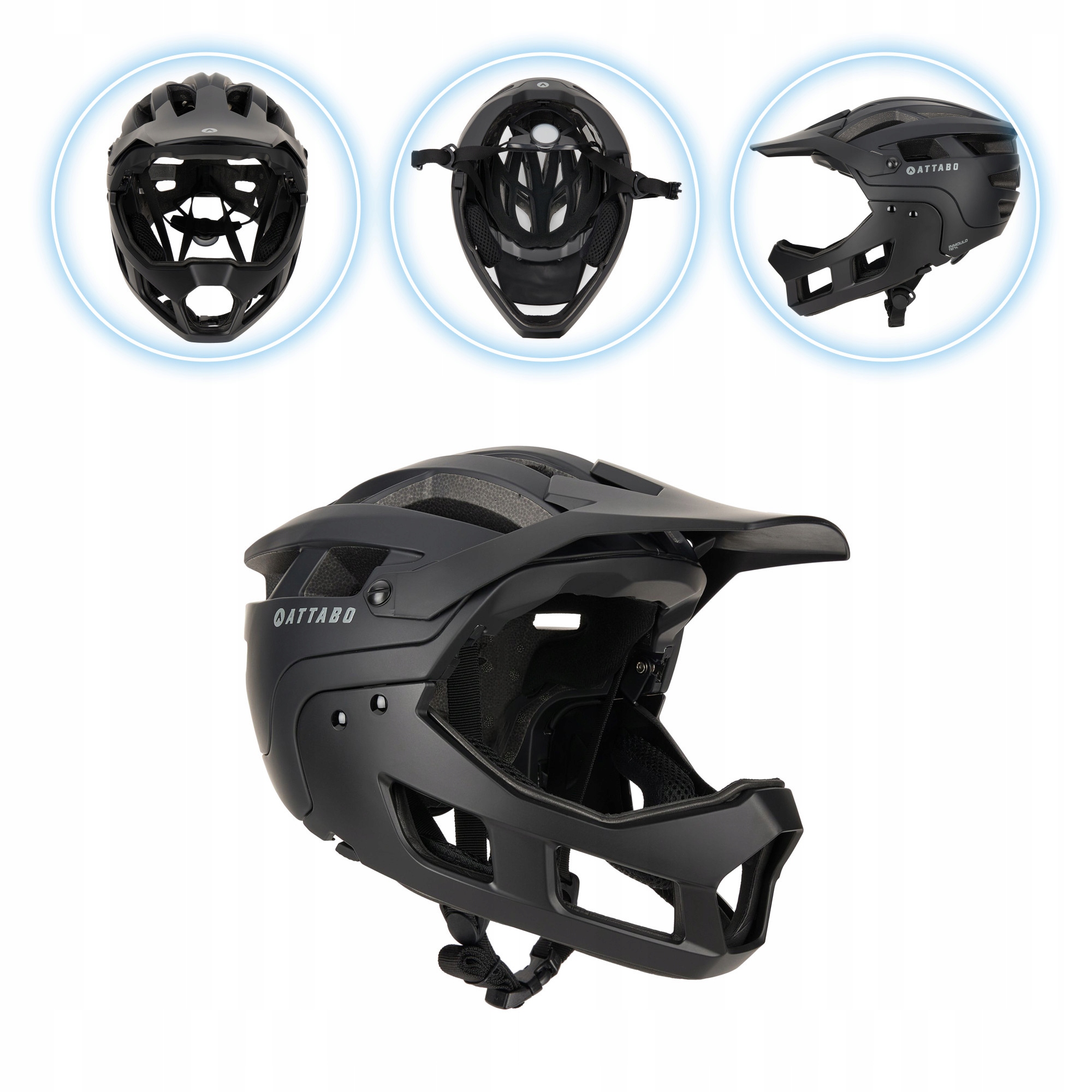 Kask rowerowy ATTABO State 2.0 full face czarny Solidna konstrukcja 55-61